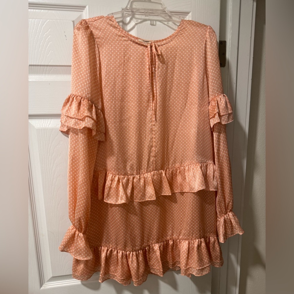 Tularosa Coral Polka Dot Mini Dress